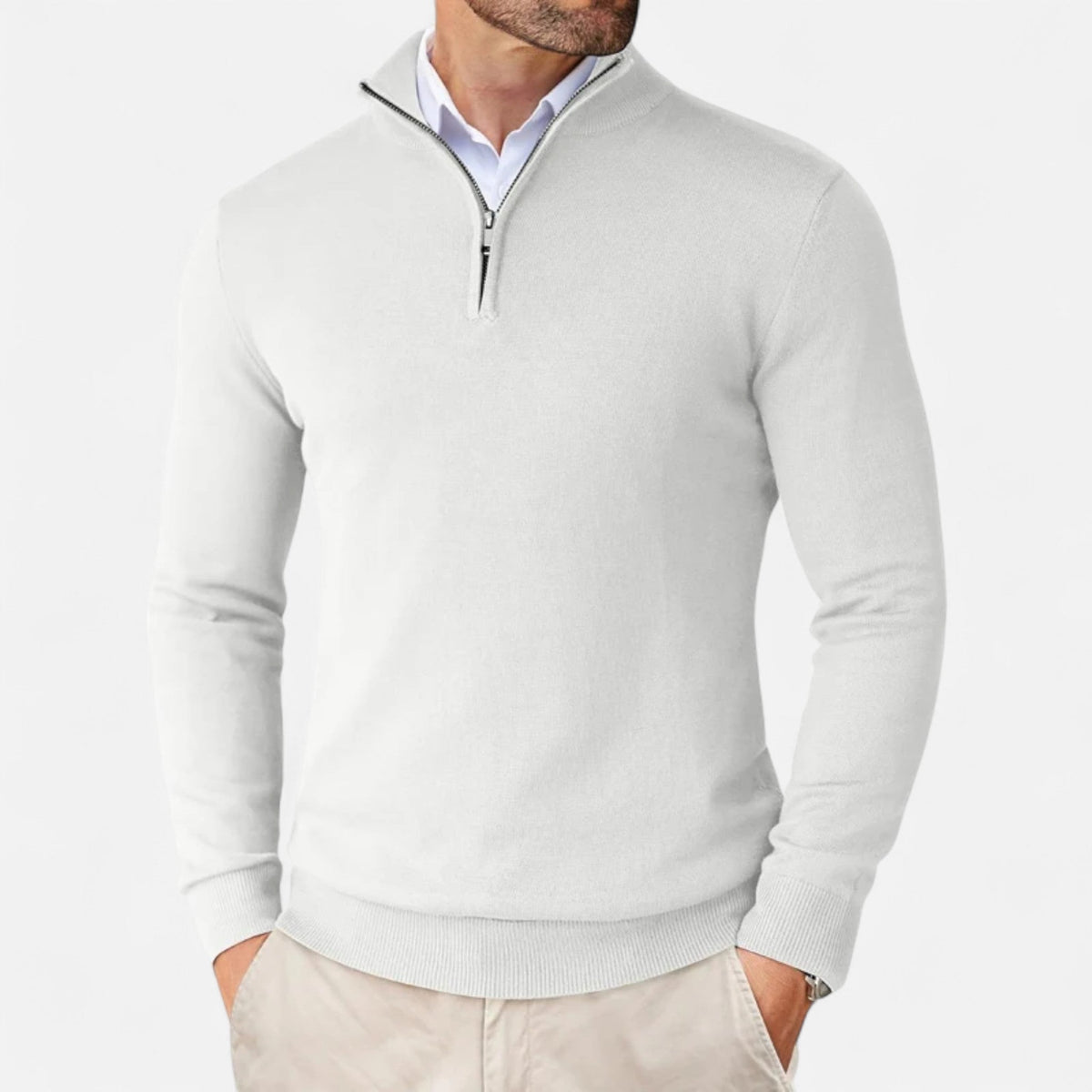 Men's Slim-Fit Zip-Up Sweater - Lightweight Design