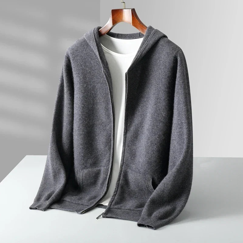 Luxury Cashmere Men's Zip-Up Hoodie