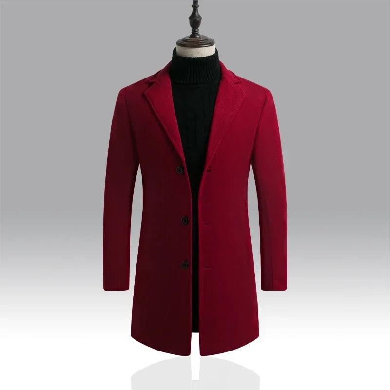 The Beverley Men's Long Cotton Overcoat – Wool Blend