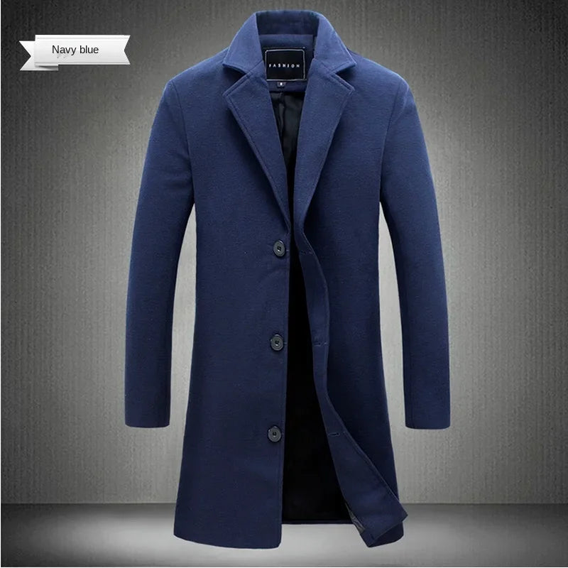 The Beverley Men's Long Cotton Overcoat – Wool Blend