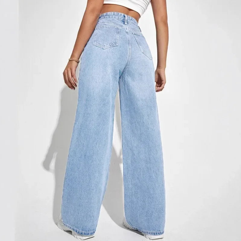 Ladies High Waist Wide Leg Jeans | Timeless design in sturdy denim