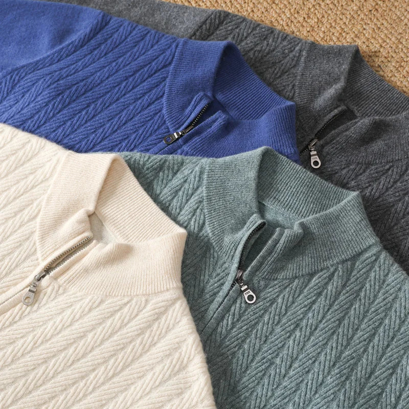 Men's Knitted Gilet with Stand-Up Collar