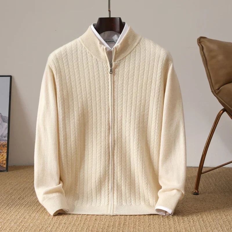 Men's Knitted Gilet with Stand-Up Collar