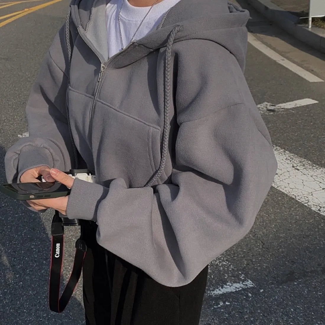 Ladies Oversized Hoodie with Zip