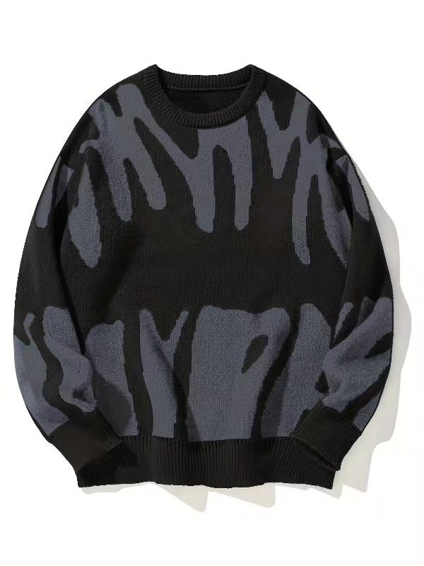 Men's Modern Patterned Crew Neck Sweatshirt | Cozy & Stylish