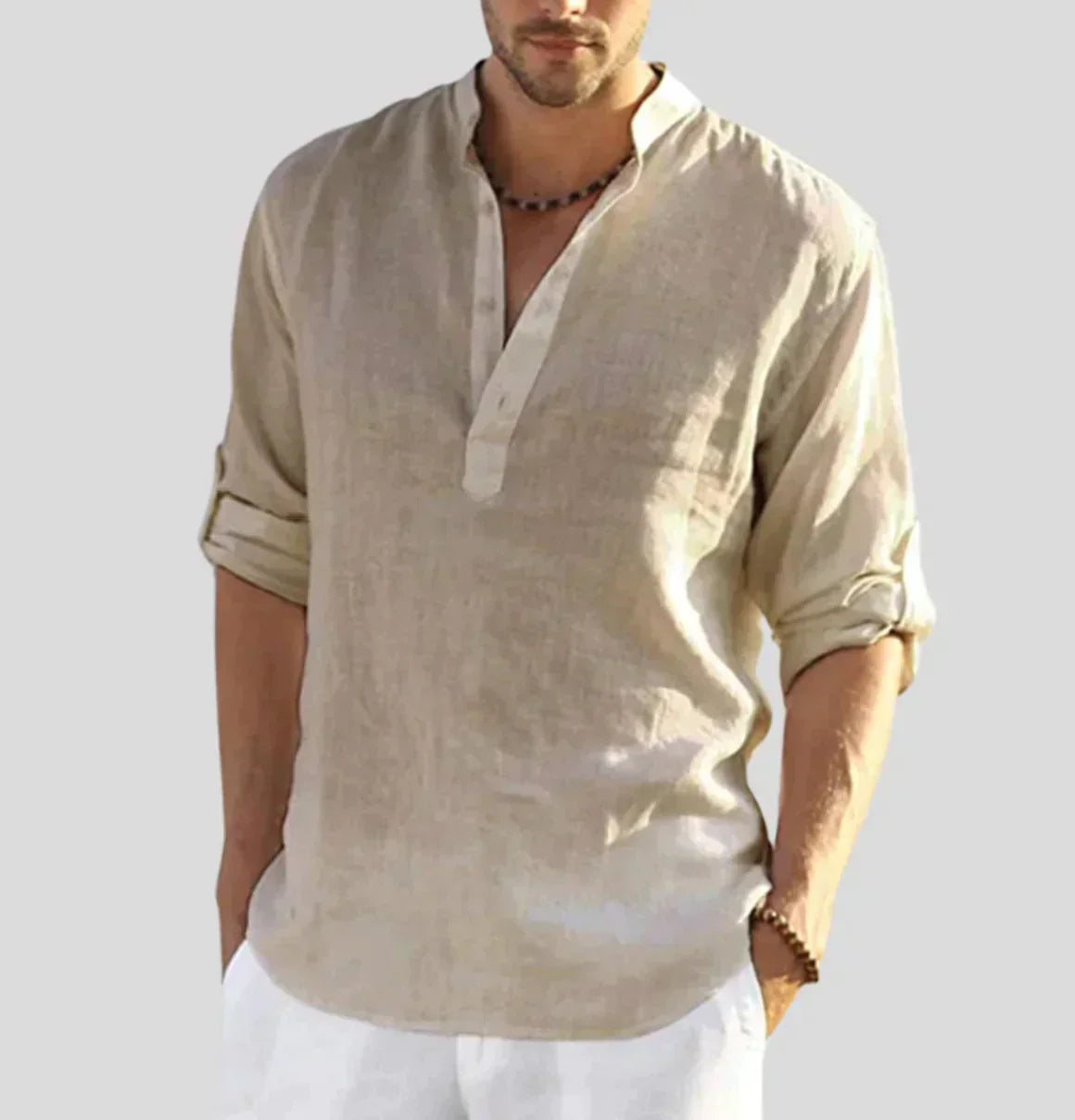 The Vicenza Men's Relaxed Fit Linen Henley Shirt
