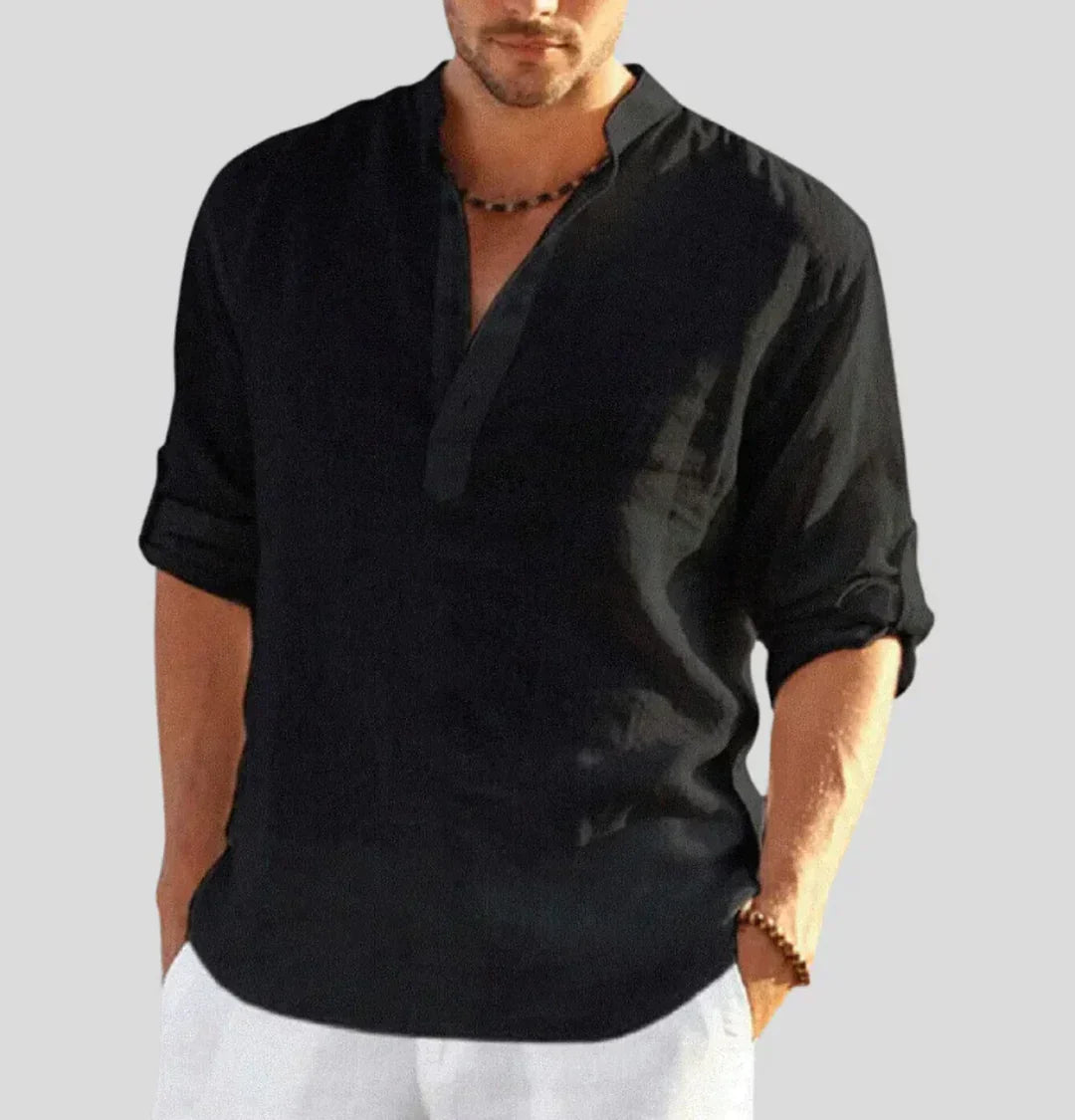 The Vicenza Men's Relaxed Fit Linen Henley Shirt