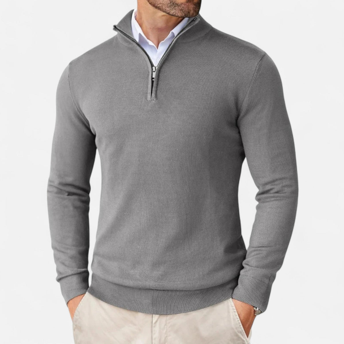 Men's Slim-Fit Zip-Up Sweater - Lightweight Design