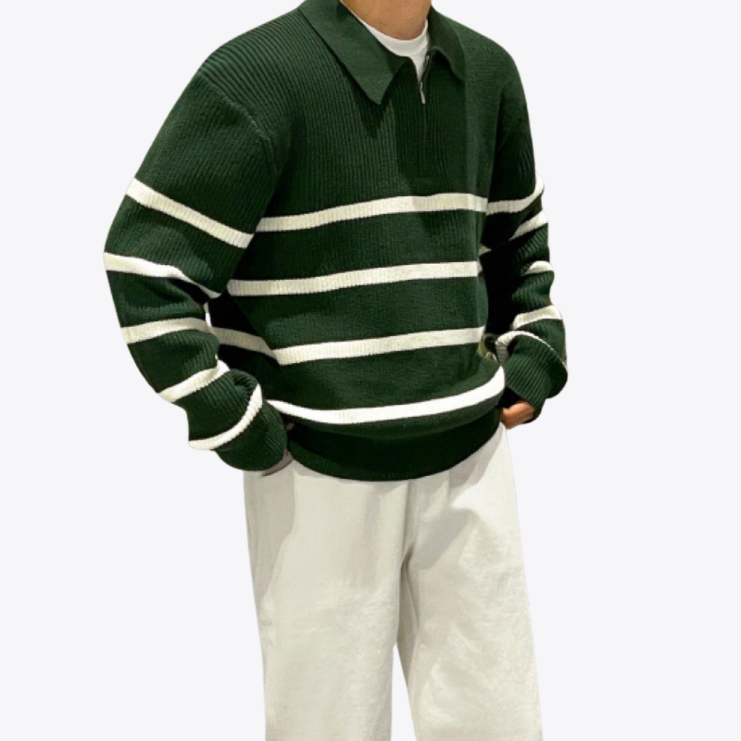 Striped Quarter-Zip Sweater