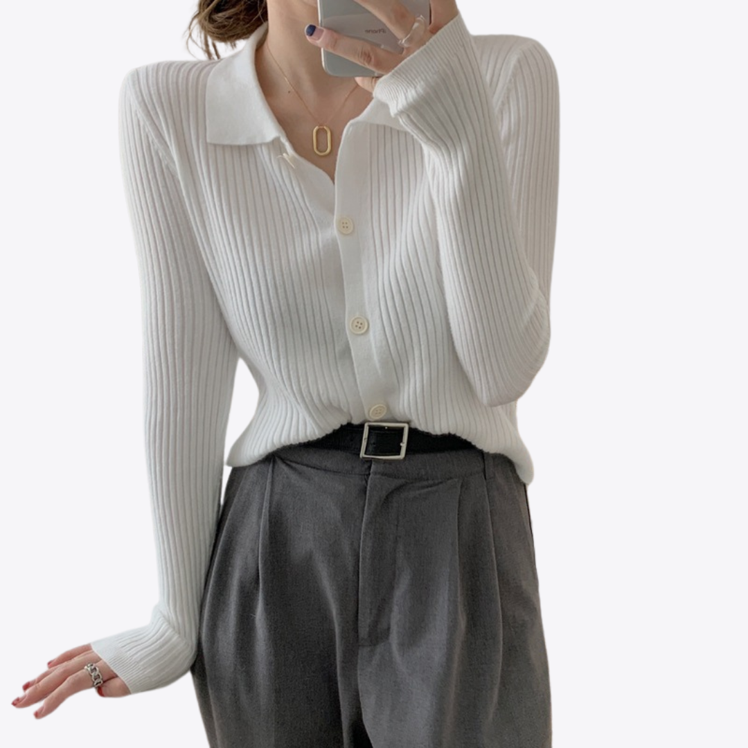 Women's Knitted Long Sleeve Button-Up