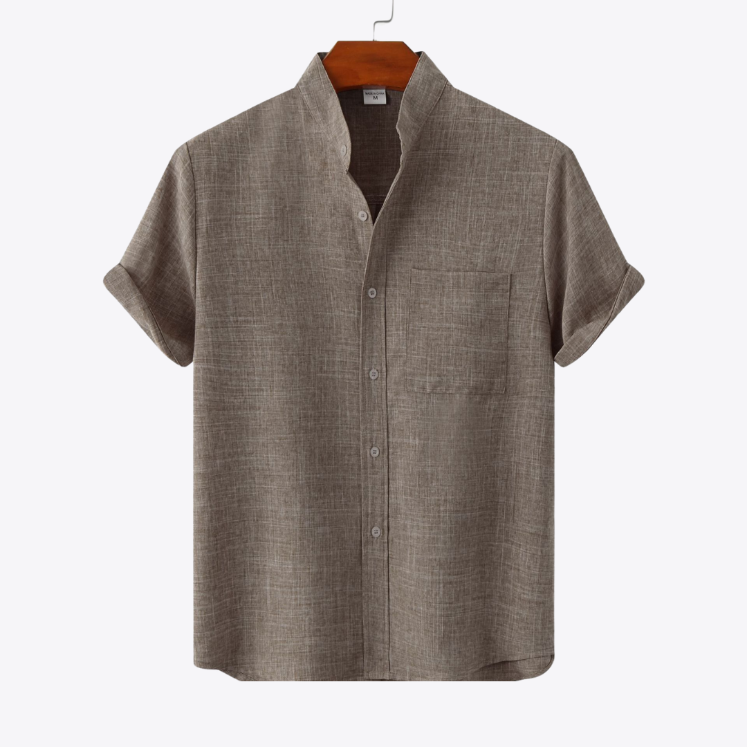 Solid Colour Cotton Button-Up