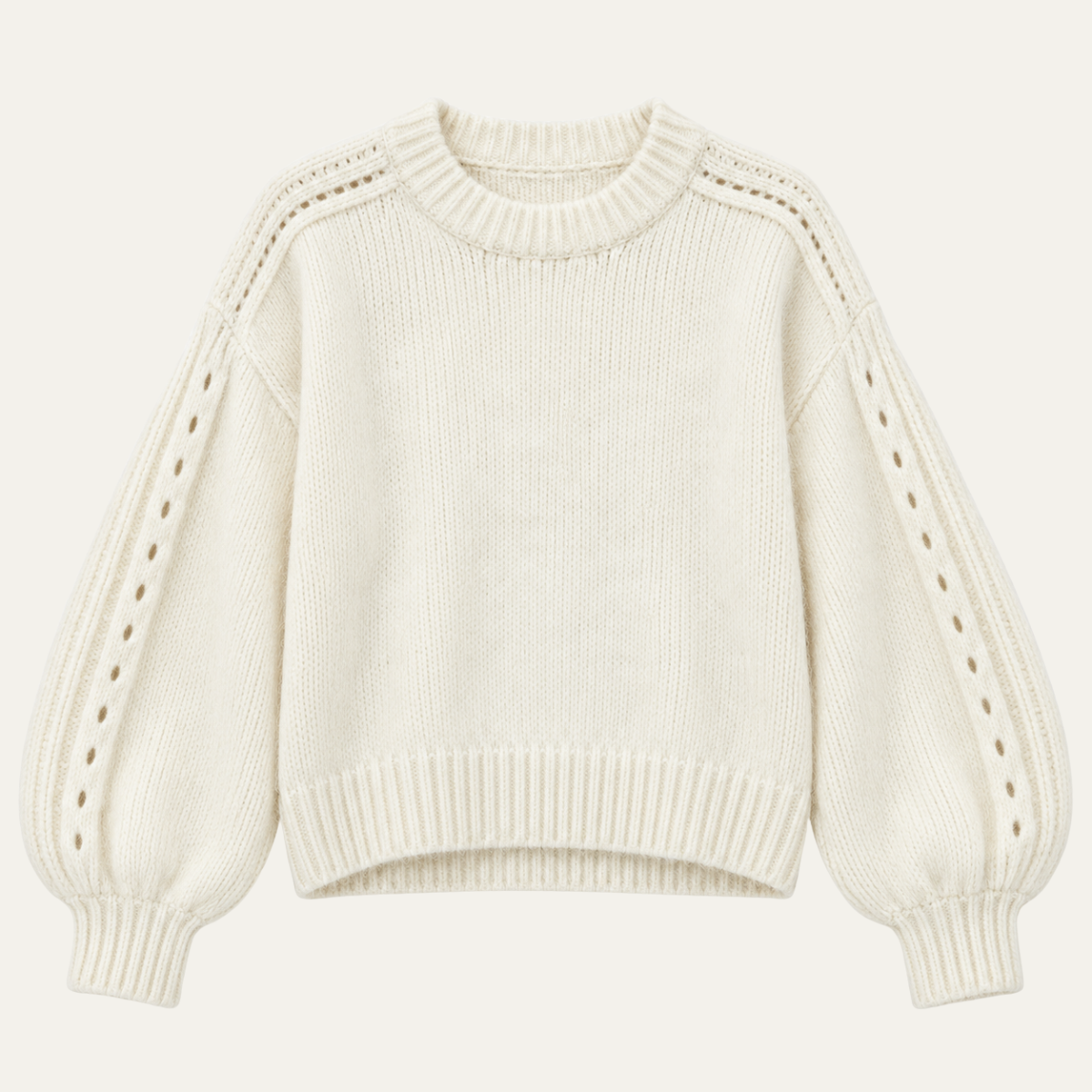 Women's Openwork Knit Top with Full Sleeves