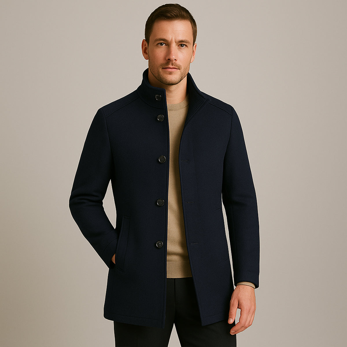 Timeless Wool Blend Men's Trench Coat