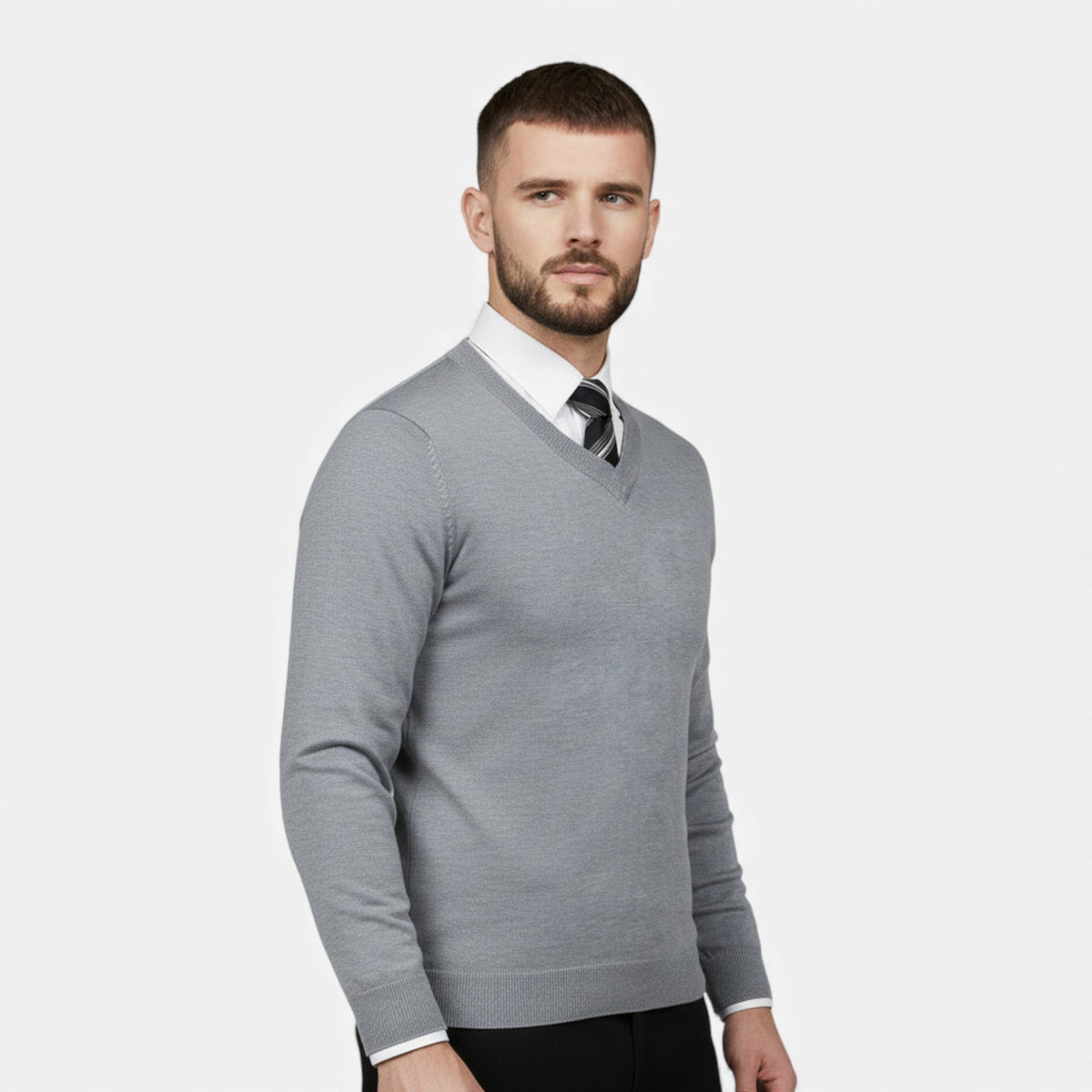 Stylish Men's V-Neck Knit Pullover