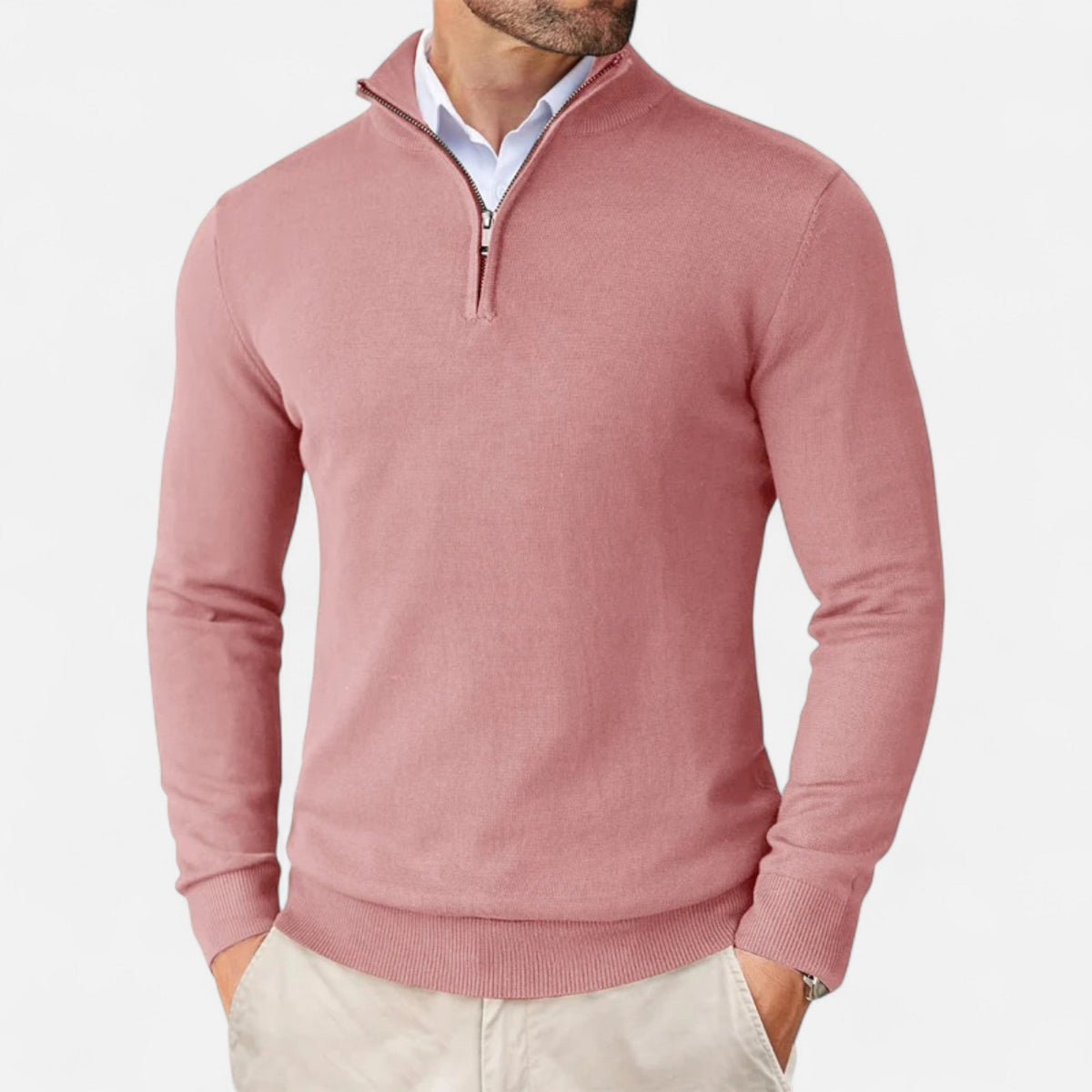 Men's Slim-Fit Zip-Up Sweater - Lightweight Design