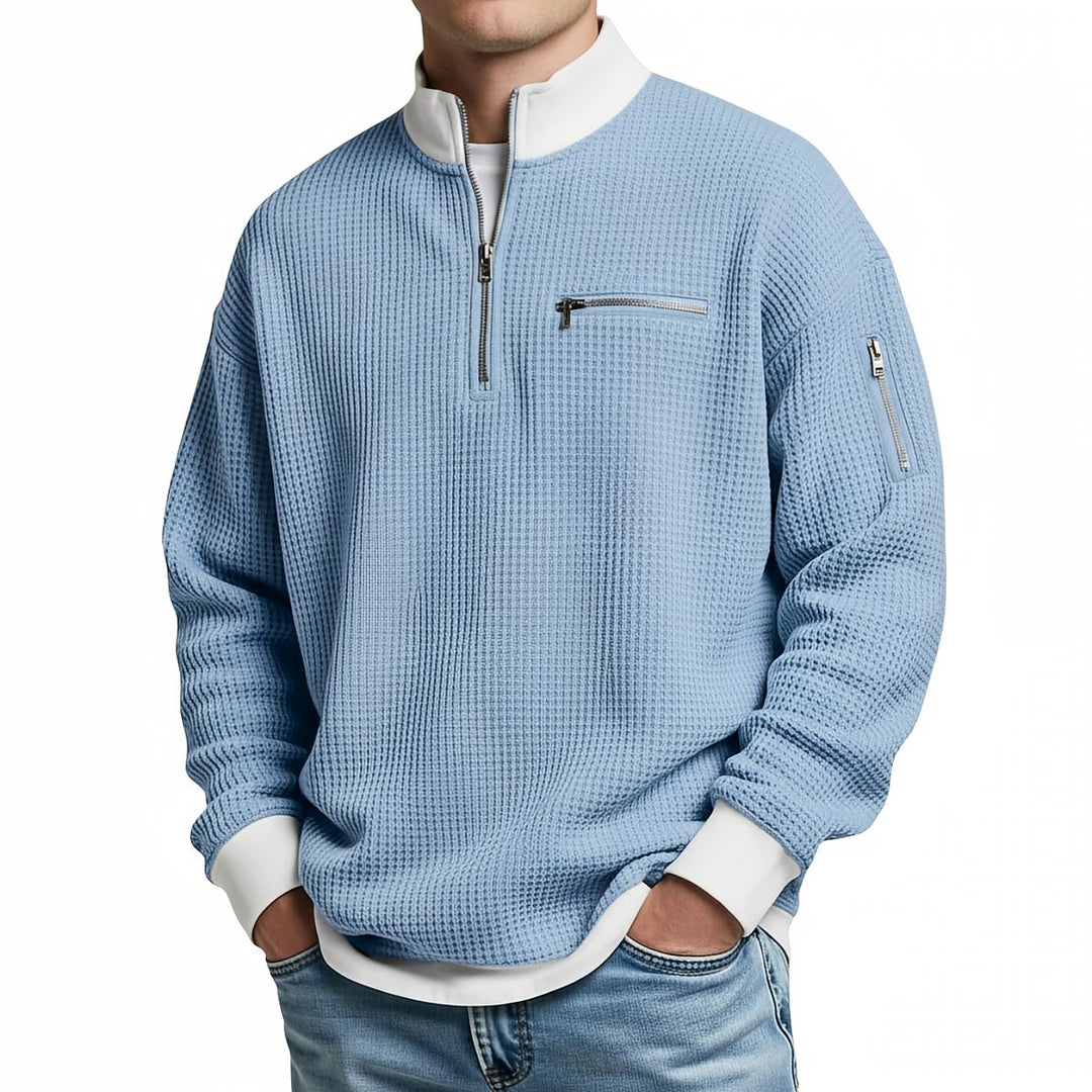 Men's Textured Knit Half-Zip Sweater