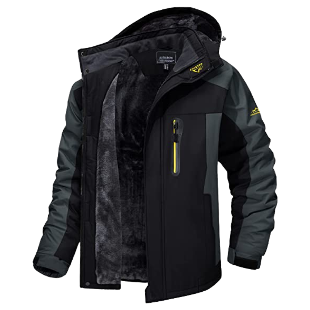 Men's Waterproof Windbreaker Jacket with Hood - Perfect for Winter Outdoor Activities