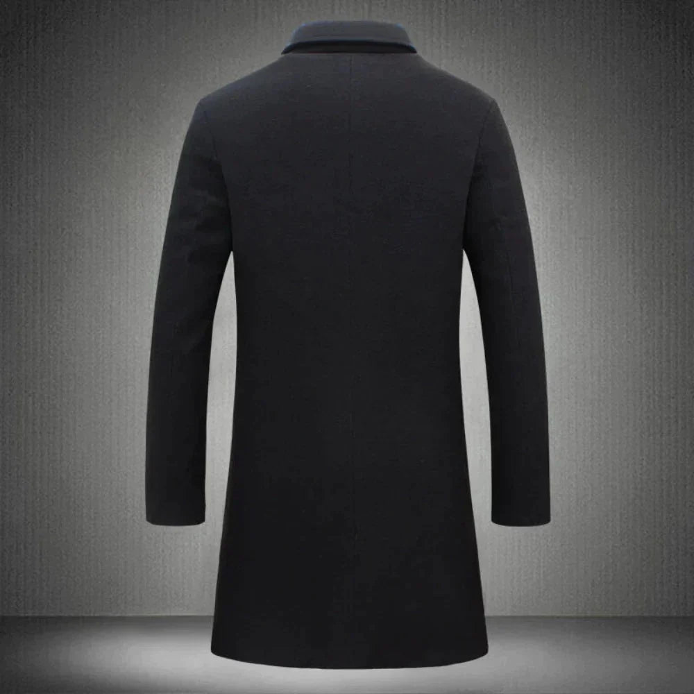 Men's Mid-Length Single-Breasted Wool Winter Coat