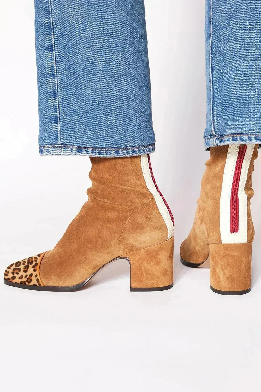 Velvety Finish Women's Ankle Boots with Square Toe and Block Heel