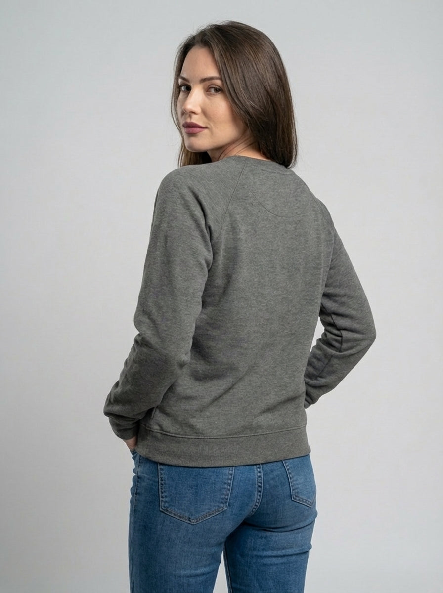 Women's Long Sleeve Crewneck Sweatshirt with Ribbed Hem - Regular Fit