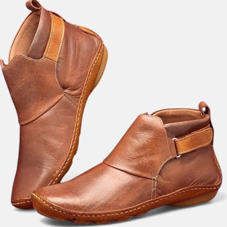 Women's Stitched Detail Flat Ankle Boots with Soft Lining - Available in 5 Colors