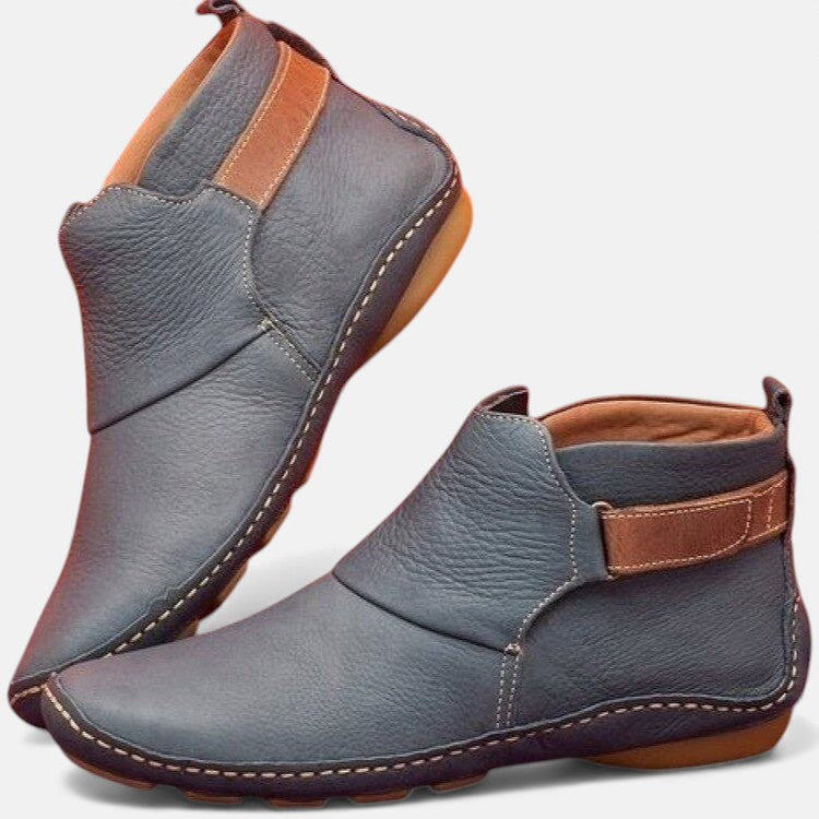 Women's Stitched Detail Flat Ankle Boots with Soft Lining - Available in 5 Colors