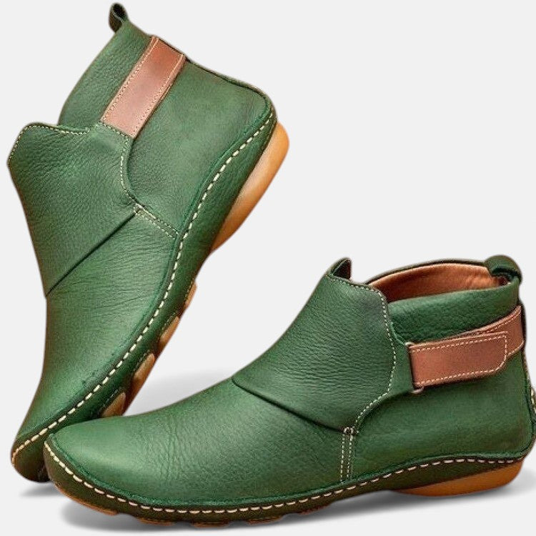 Women's Stitched Detail Flat Ankle Boots with Soft Lining - Available in 5 Colors