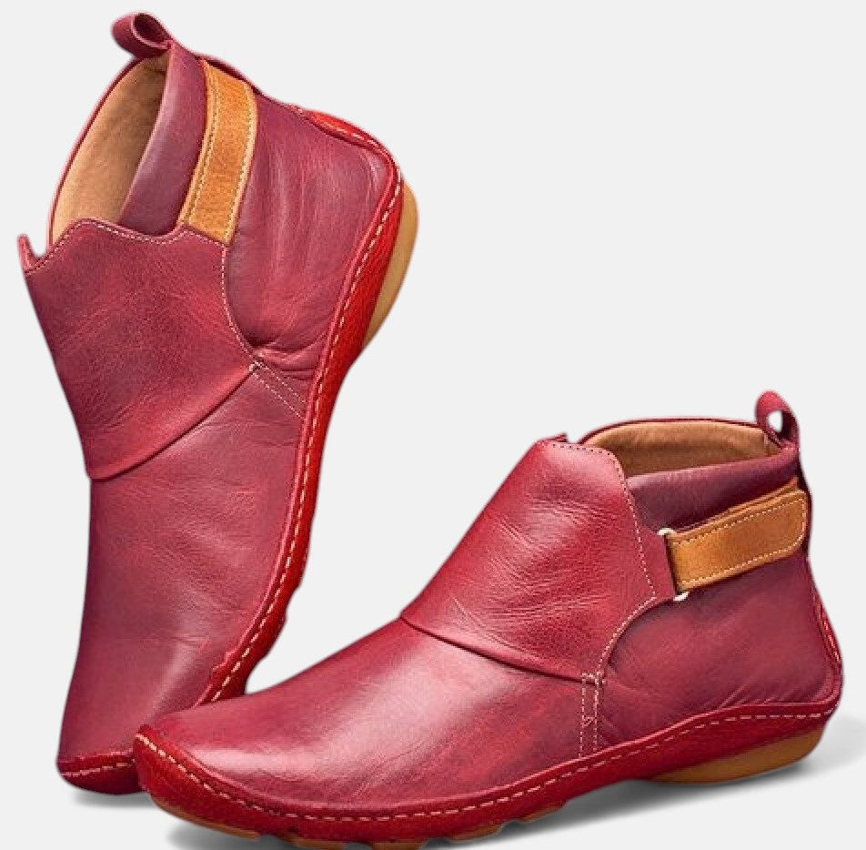 Women's Stitched Detail Flat Ankle Boots with Soft Lining - Available in 5 Colors