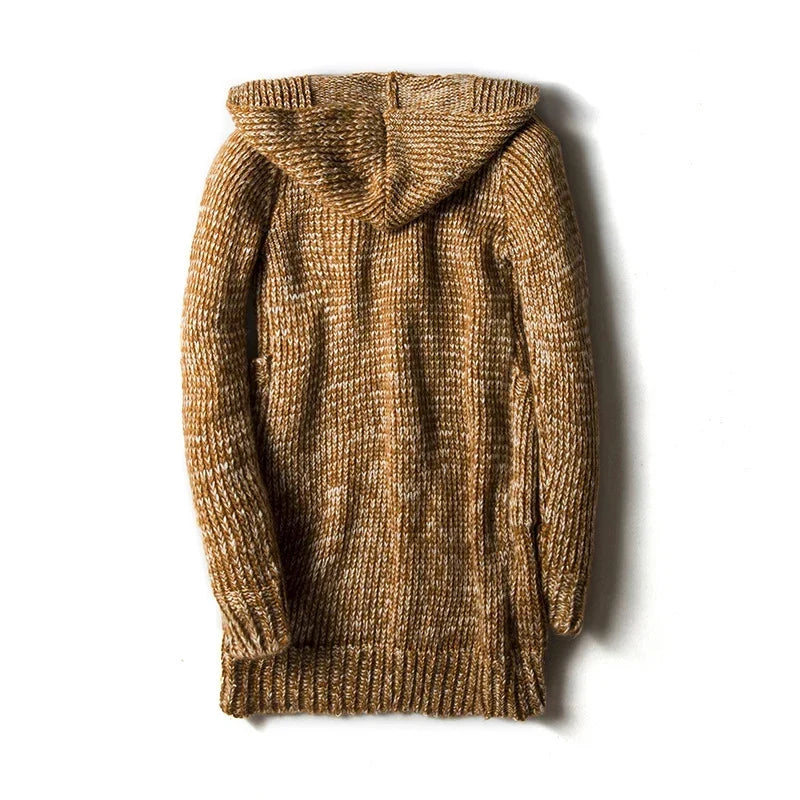 Women's Knit Hooded Cardigan with Toggle Closure and Spacious Pockets
