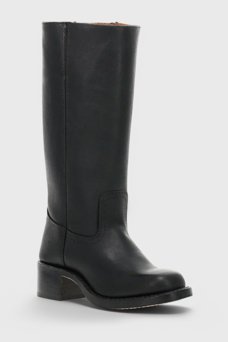 Women's Knee-High Boots with Square Toe and Block Heel