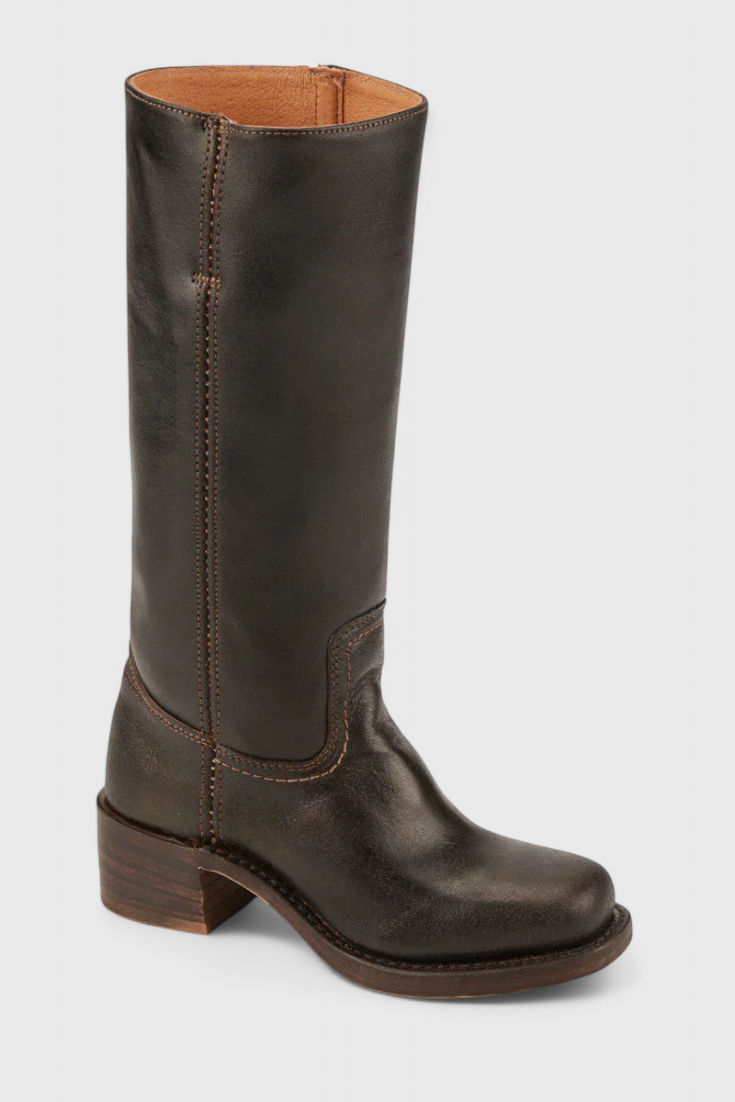 Women's Knee-High Boots with Square Toe and Block Heel