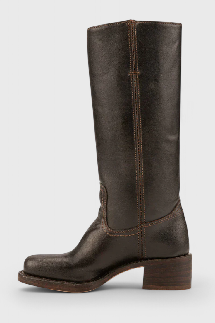 Women's Knee-High Boots with Square Toe and Block Heel