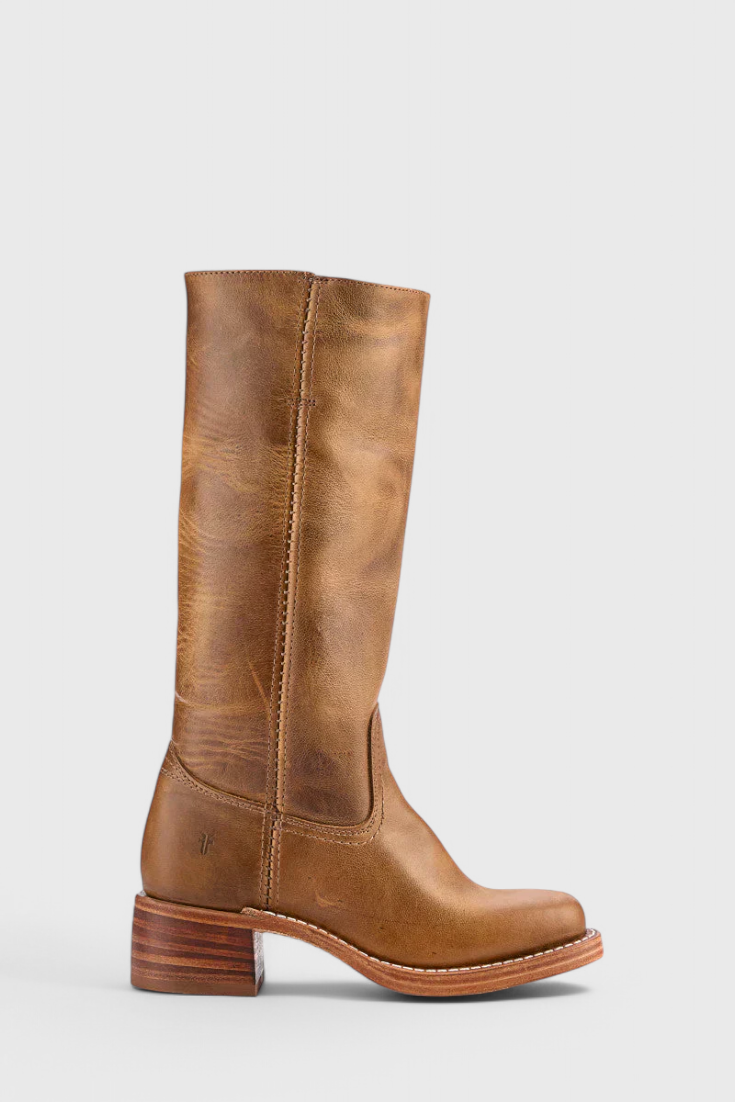 Women's Knee-High Boots with Square Toe and Block Heel