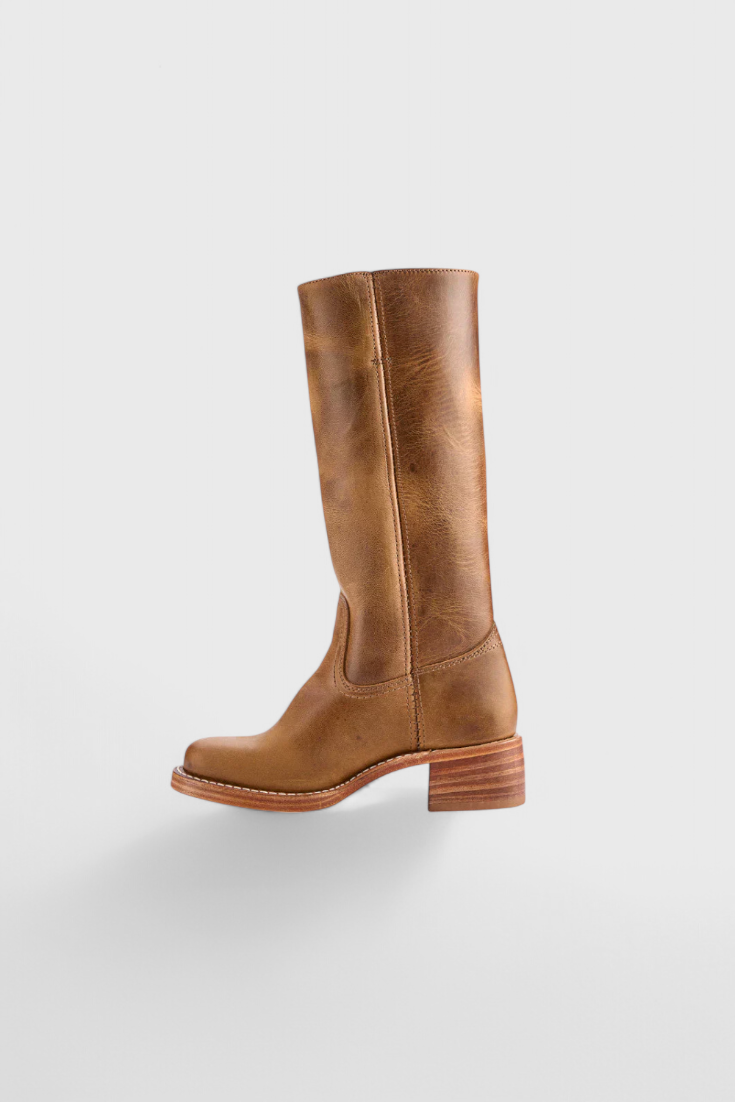 Women's Knee-High Boots with Square Toe and Block Heel
