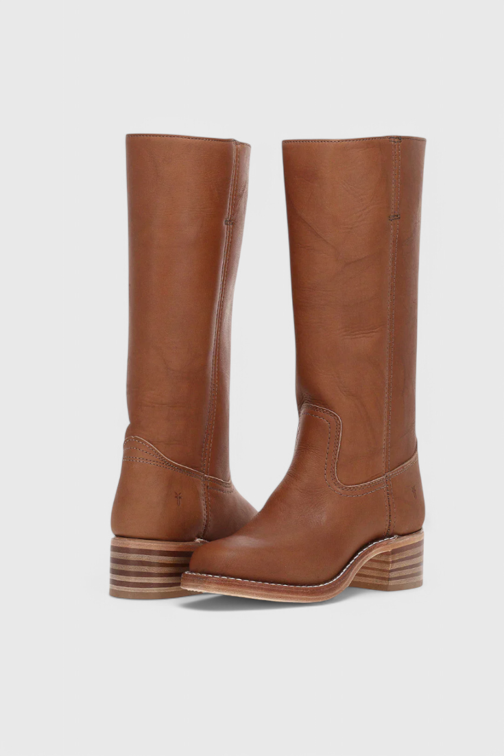 Women's Knee-High Boots with Square Toe and Block Heel