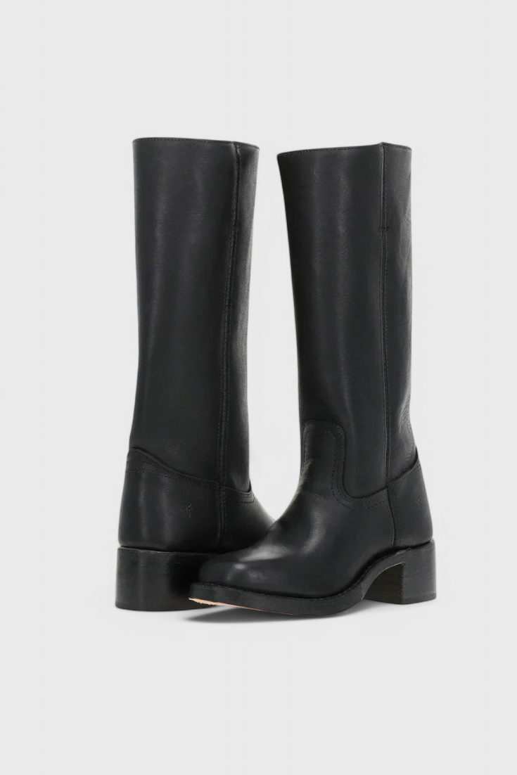 Women's Knee-High Boots with Square Toe and Block Heel