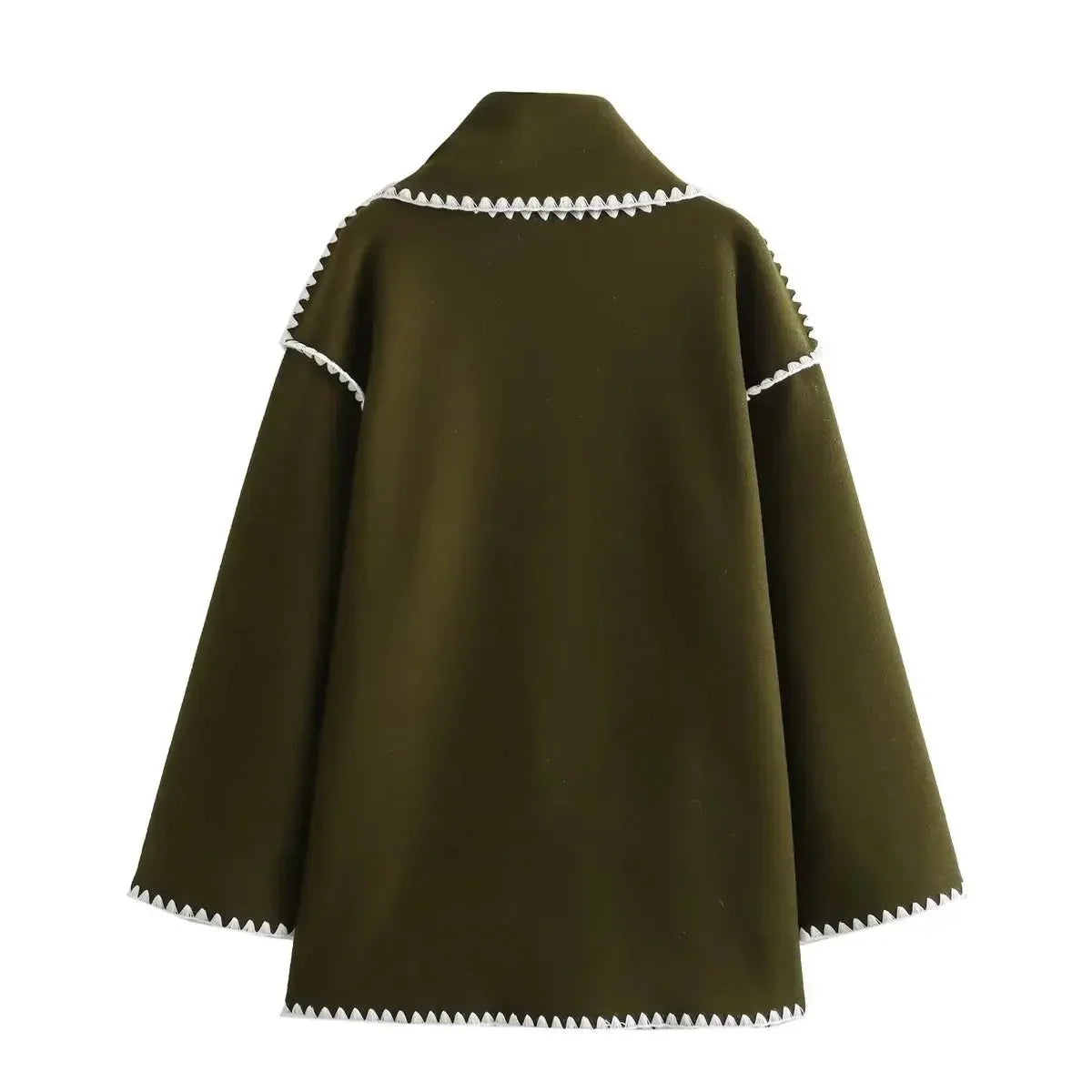 Relaxed Fit Funnel Neck Scarf Coat for Women - Knee-Length