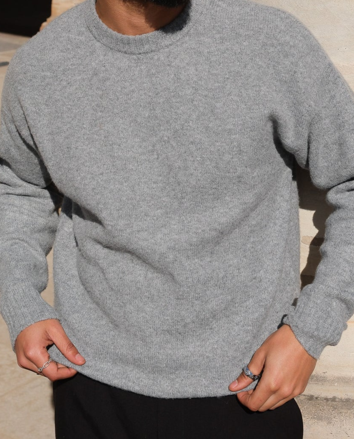 Relaxed Fit Ribbed Crewneck Knit Sweater for Women