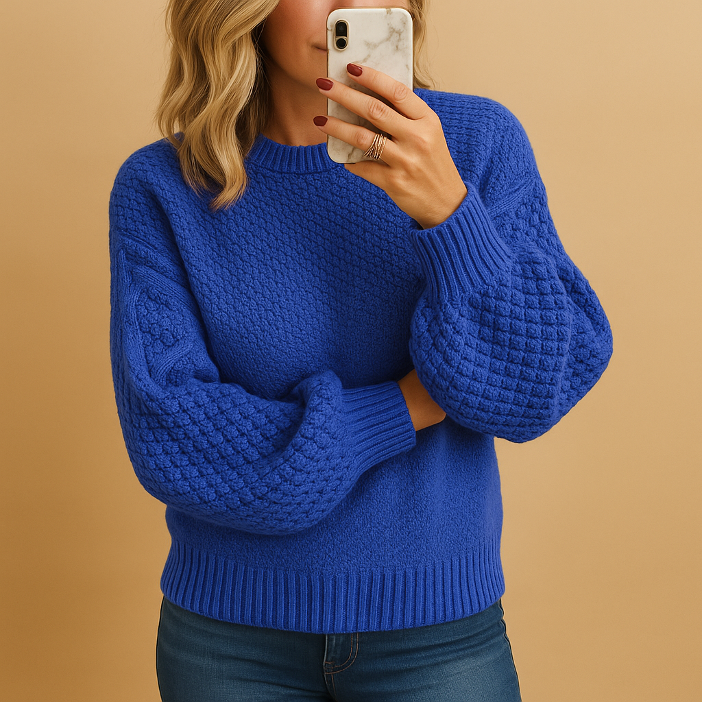 Textured Knit Sweater for Women | Relaxed Fit Style