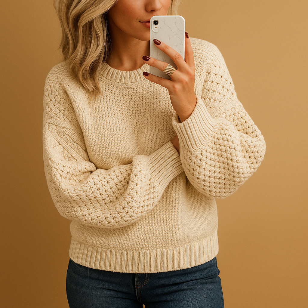 Textured Knit Sweater for Women | Relaxed Fit Style