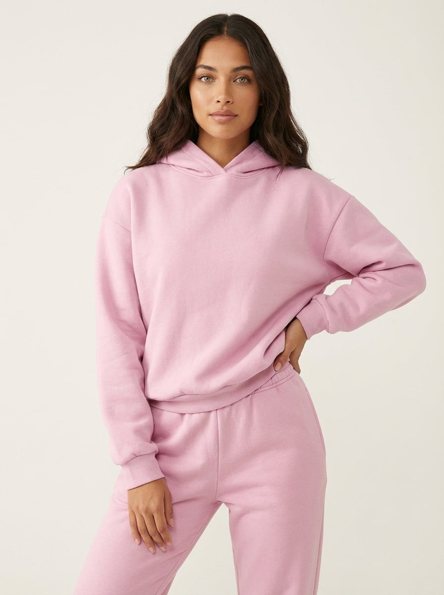 Women's Oversized Hoodie and Long Sleeve Loungewear Set with Elastic Waist