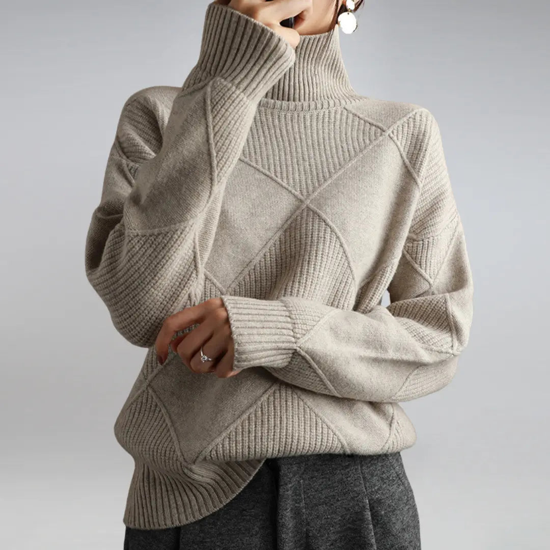 Cozy Knit Oversized Turtleneck Sweater for Women
