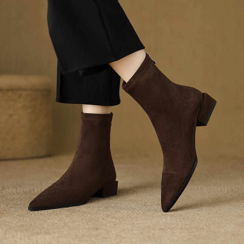 Women's Ankle Sock Boots | Pointed Toe with Block Heel