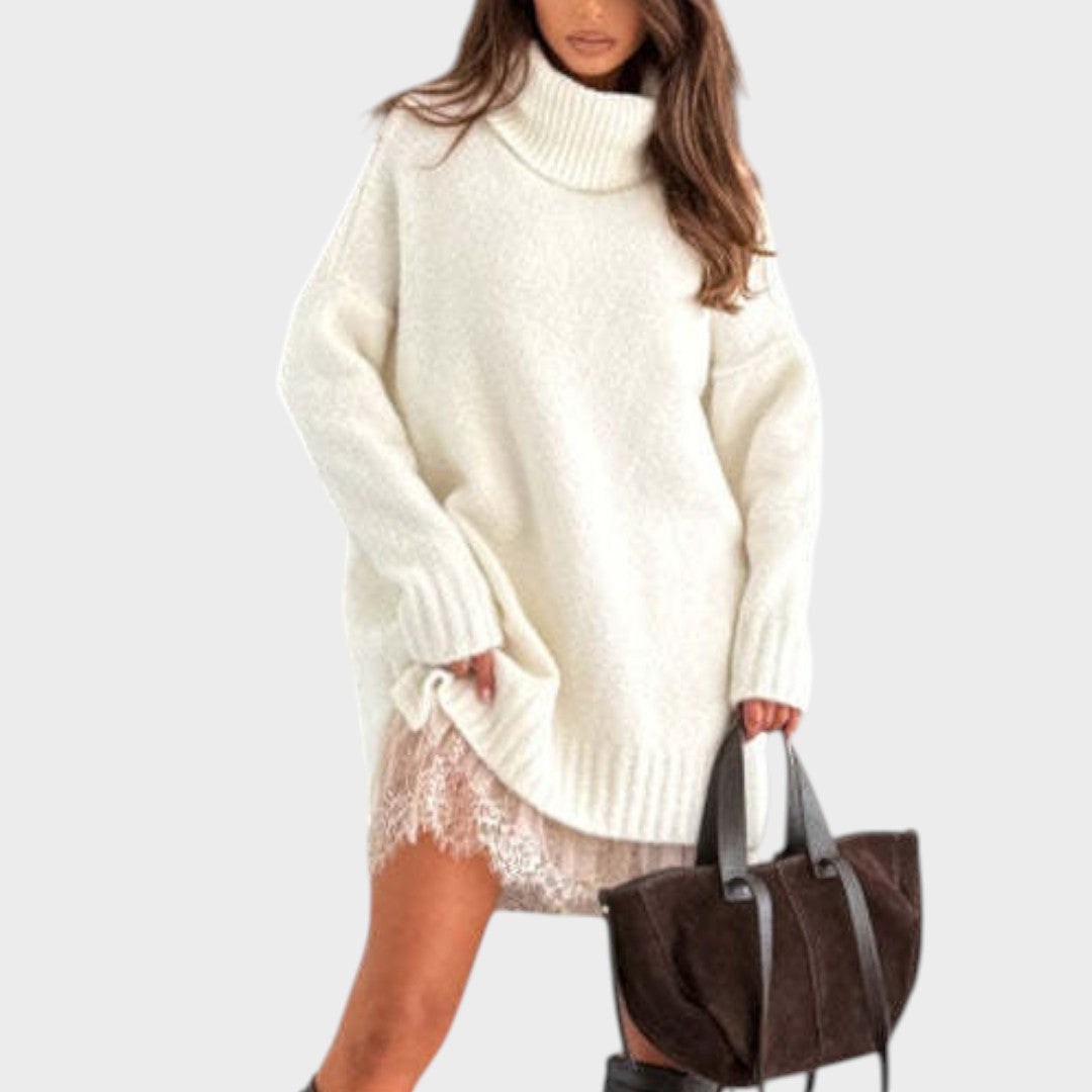 Cozy Lace-Detail Sweater Dress for Women