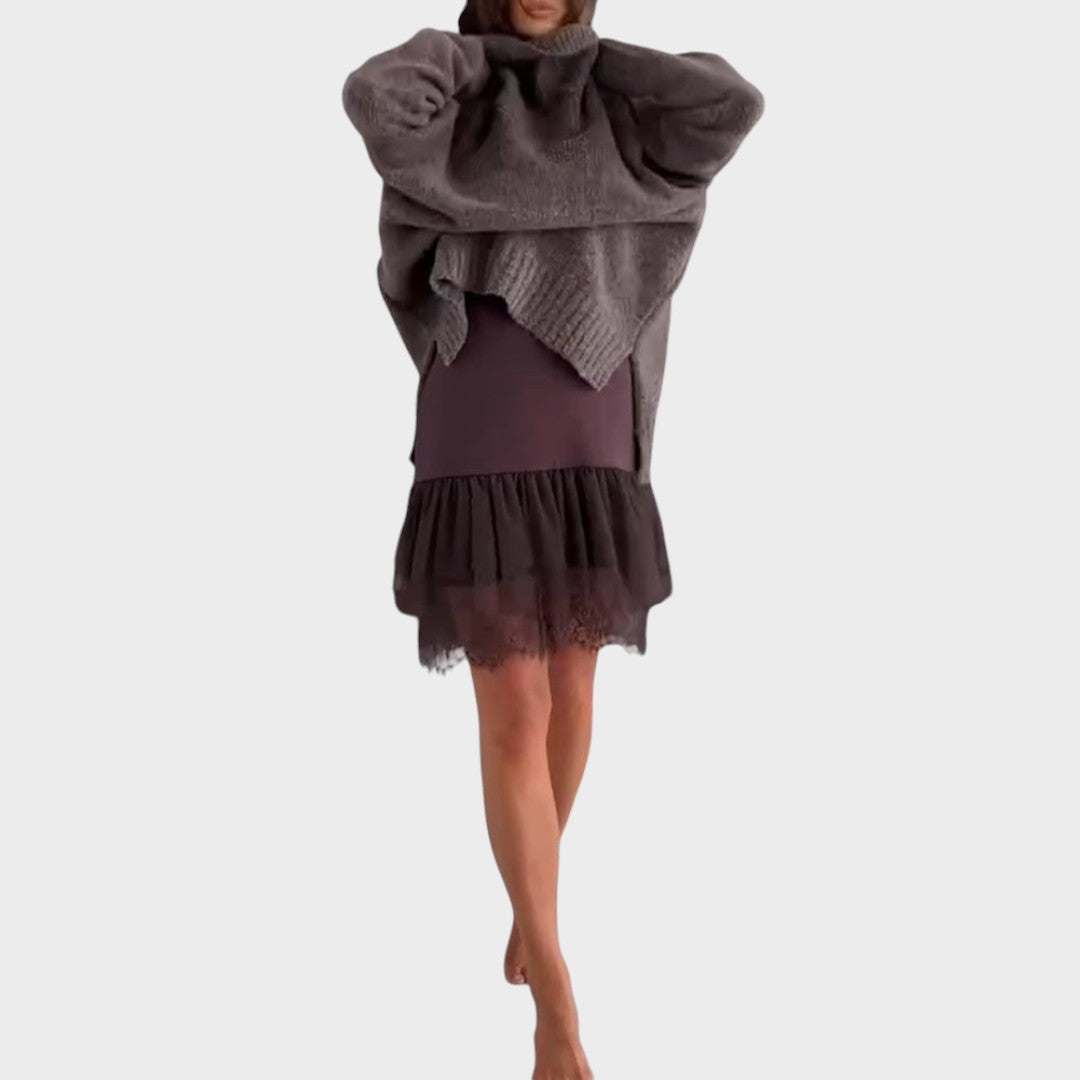 Cozy Lace-Detail Sweater Dress for Women