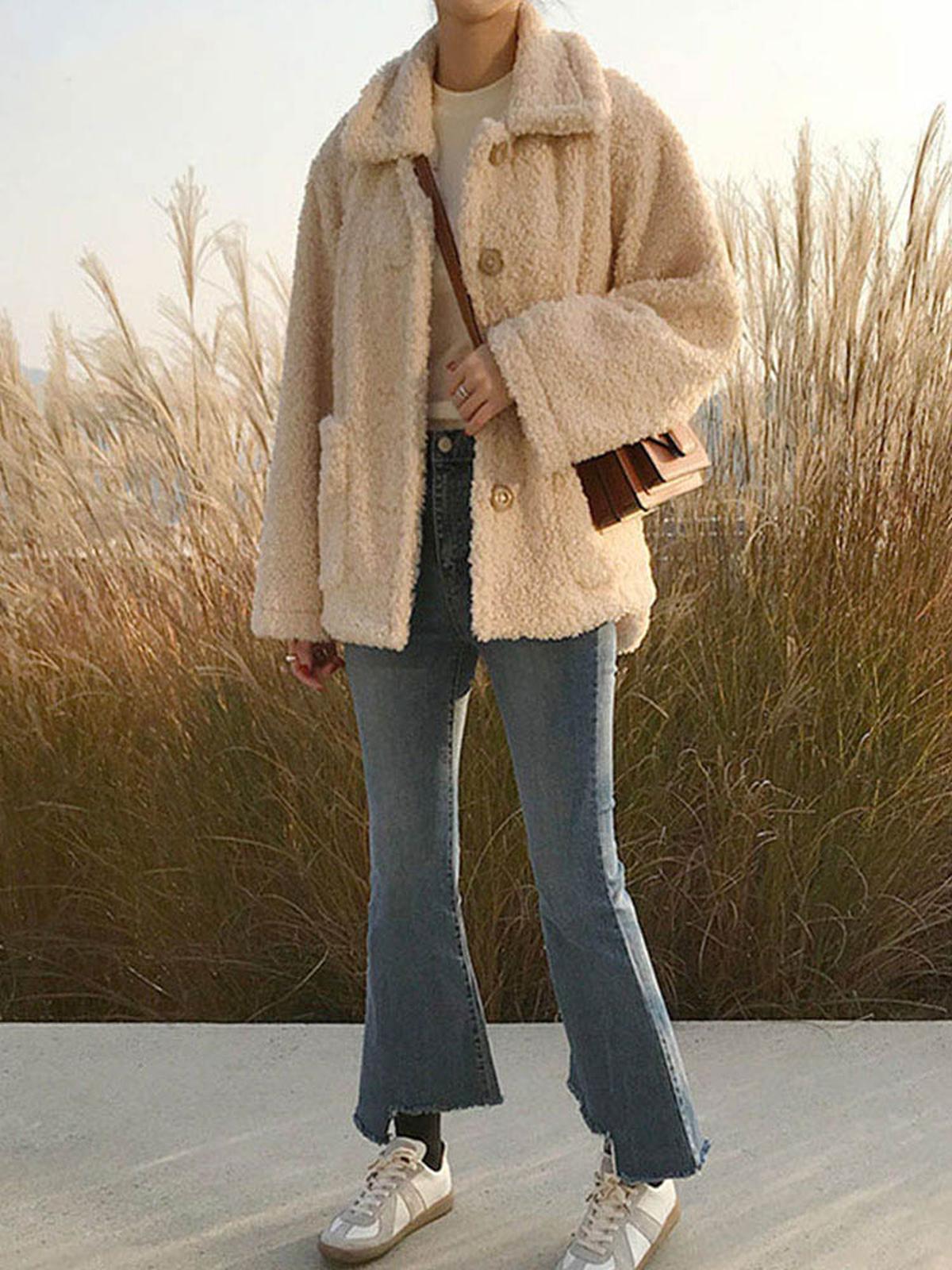 High-Collar Short Teddy Jacket
