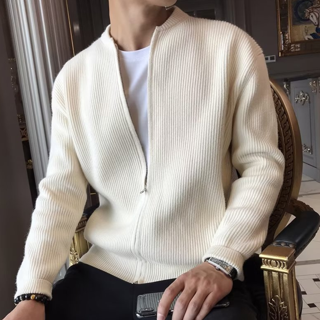 Men's Lightweight Zip-Up Knit Sweater - Classic and Breathable Design