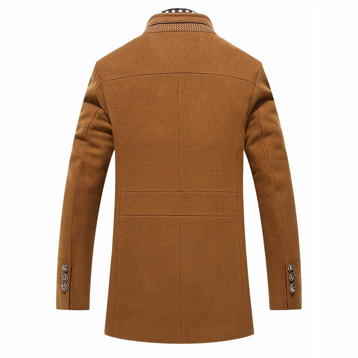 Men's Sophisticated Wool Coat with Stand-Up Collar