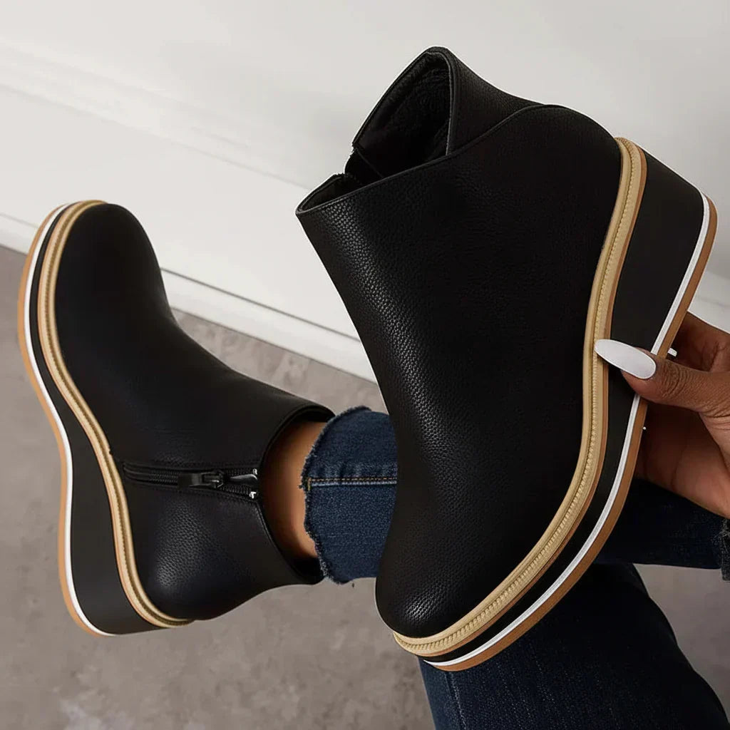 Cozy Wedge Boots Featuring Zip Closure and Colorful Sole