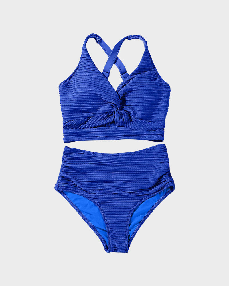 Ribbed High-Waisted Bikini Set for Women
